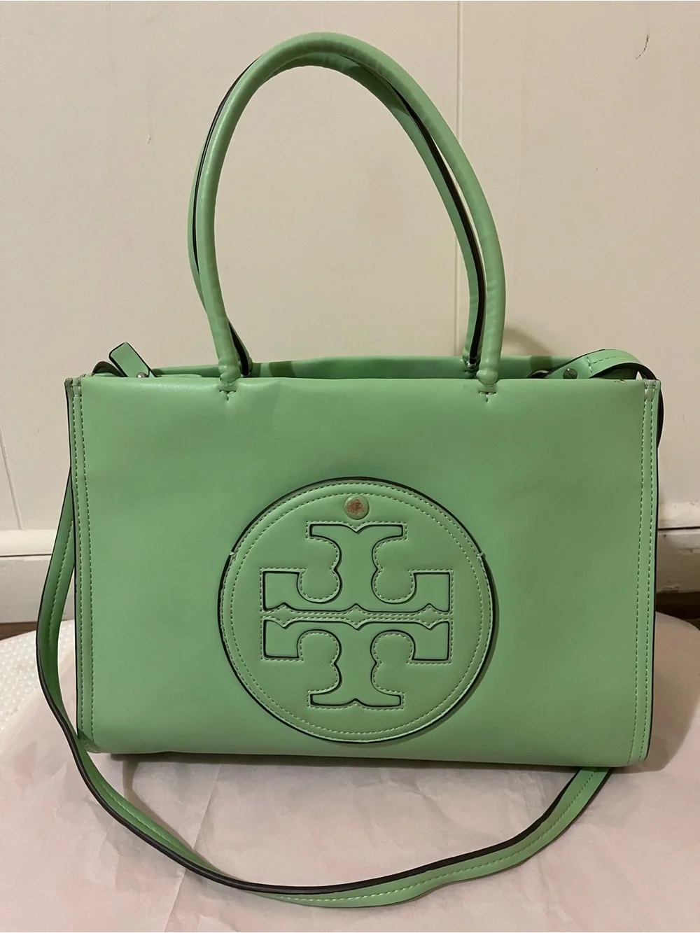 Tory Burch Mint Green Leather Double-Handle Tote